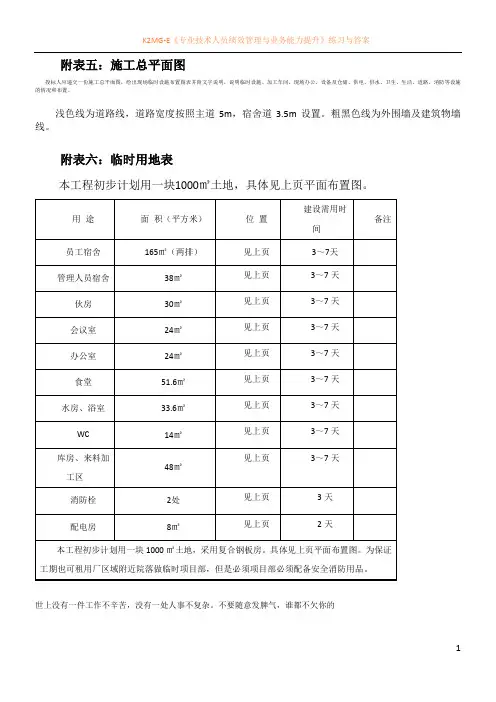 施工平面布置图及临时用地表