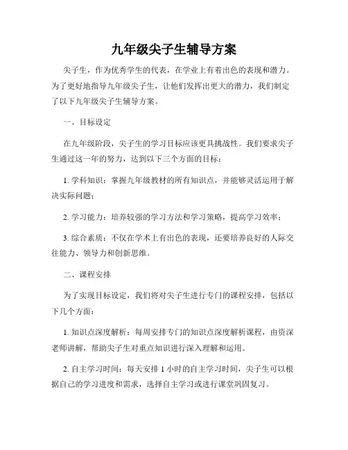 九年级尖子生辅导方案