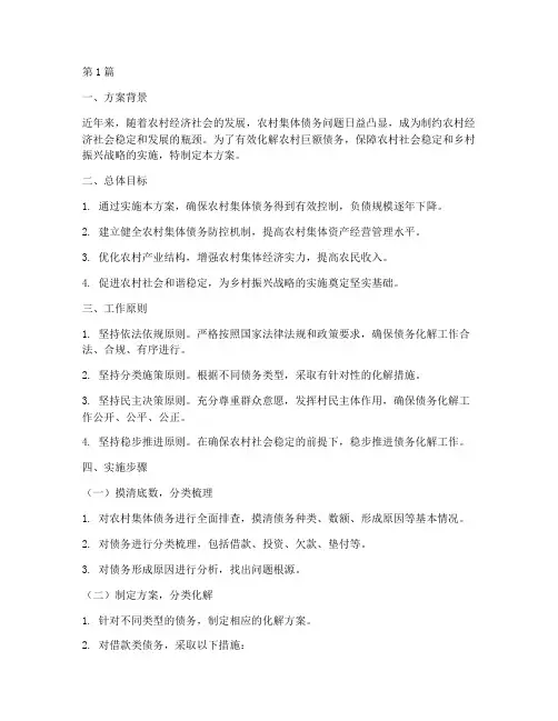 农村巨额债务化解方案(3篇)