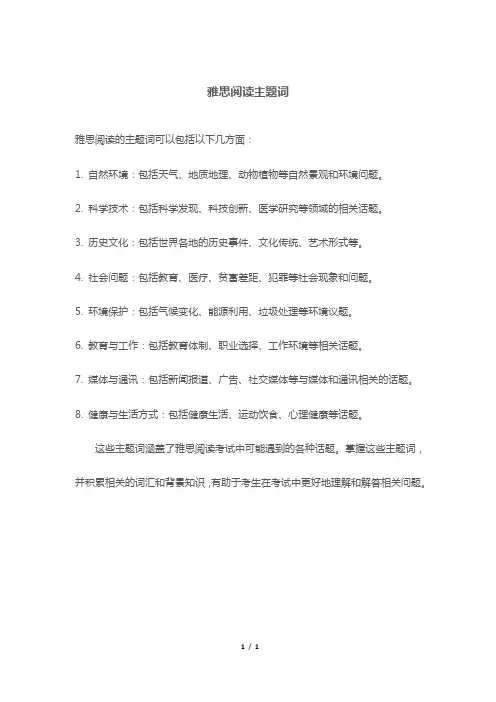 雅思阅读主题词