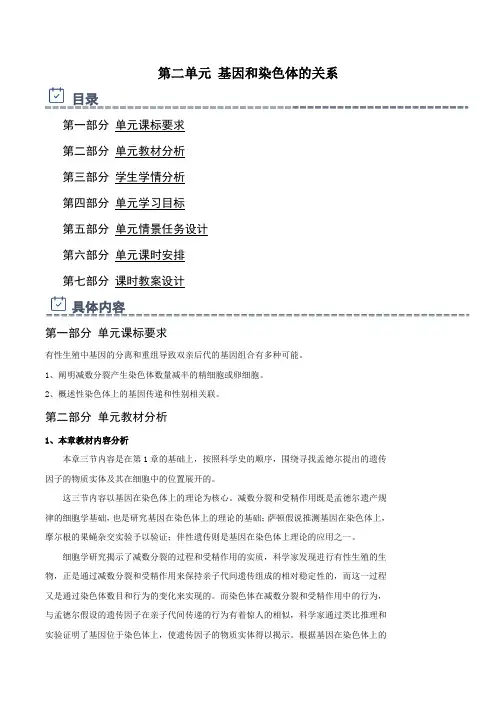 第二单元基因和染色体的关系(单元教学设计)-高一生物下册系列(人教版)