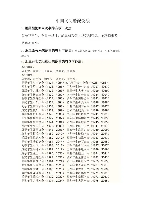 中国民间婚配说法