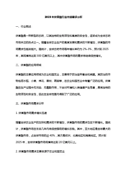 2023年炔草酯行业市场需求分析