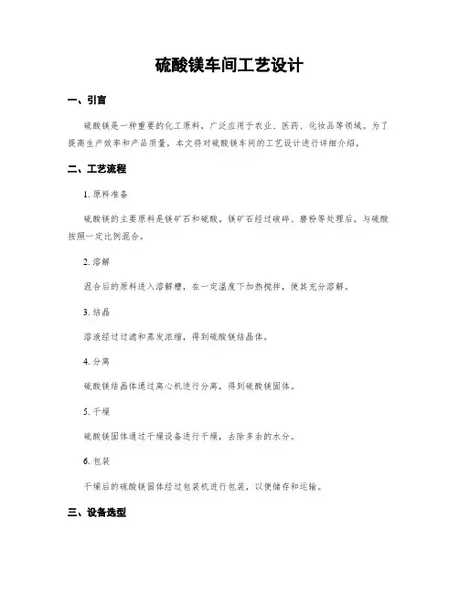 硫酸镁车间工艺设计