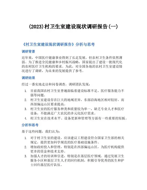 (2023)村卫生室建设现状调研报告(一)