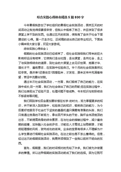 综合实践心得体会精选5篇800字