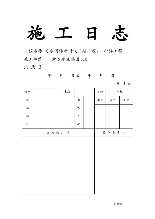 建筑施工日志表格版