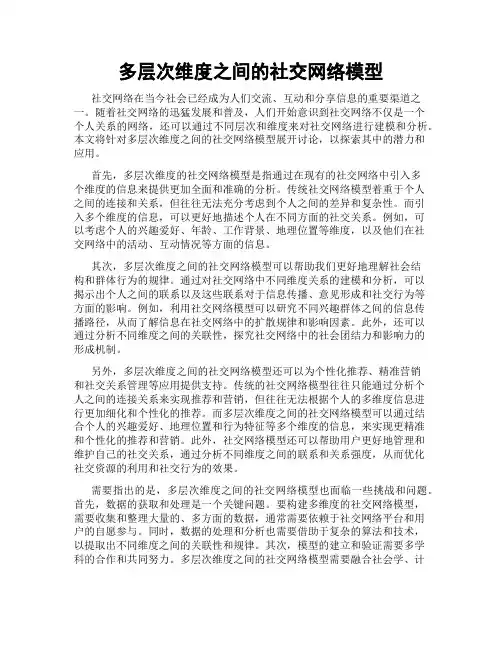 多层次维度之间的社交网络模型