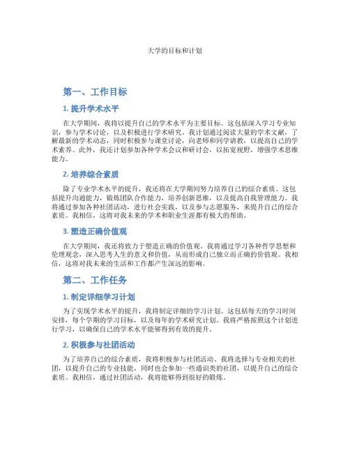 大学的目标和计划