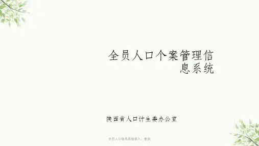 全员人口信息系统录入、查询