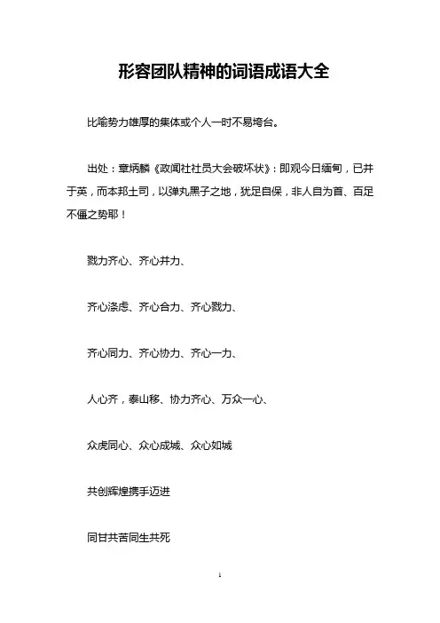 形容团队精神的词语成语大全