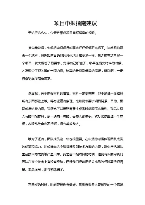 项目申报指南建议