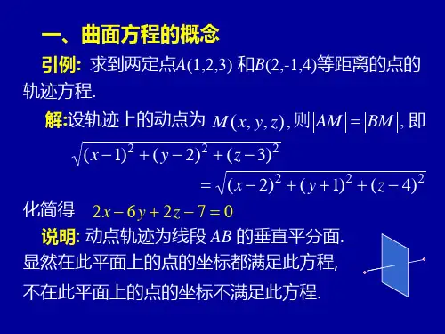 高等数学第八章第三节曲面及其方程课件.ppt
