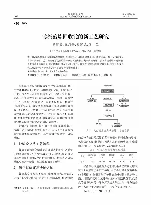 铋渣冶炼回收铋的新工艺研究