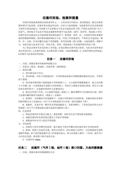活塞环拆装、检测和测量