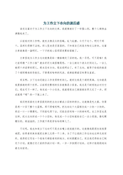 为工作立下志向的读后感