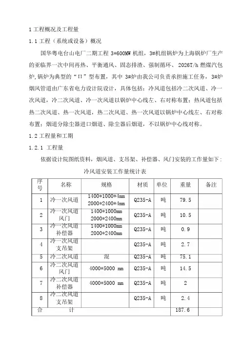 热电燃煤机组锅炉烟风道安装作业指导书