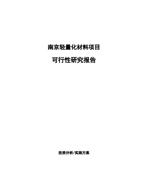 南京轻量化材料项目可行性研究报告