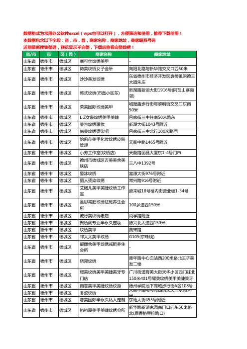 2020新版山东省德州市德城区纹绣工商企业公司商家名录名单黄页联系电话号码地址大全59家