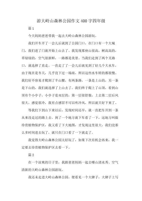 游大岭山森林公园作文400字四年级