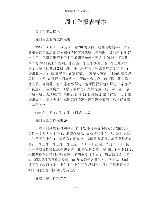 周工作报表样本