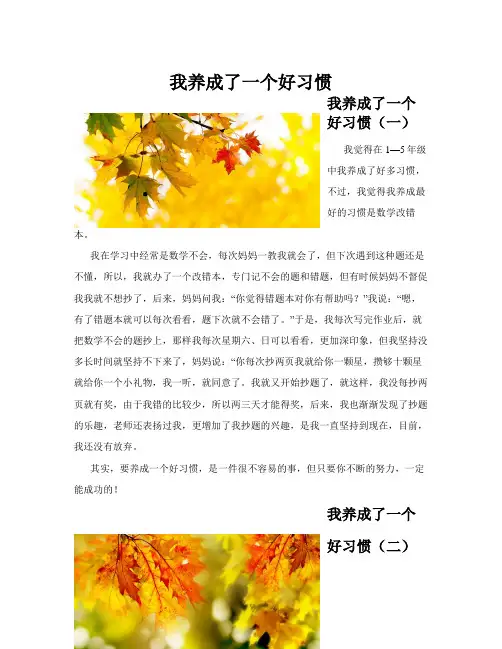 我养成了一个好习惯(共10篇)