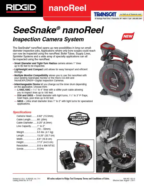 RIDGID SeeSnake nanoReel线式相机系统介绍说明书