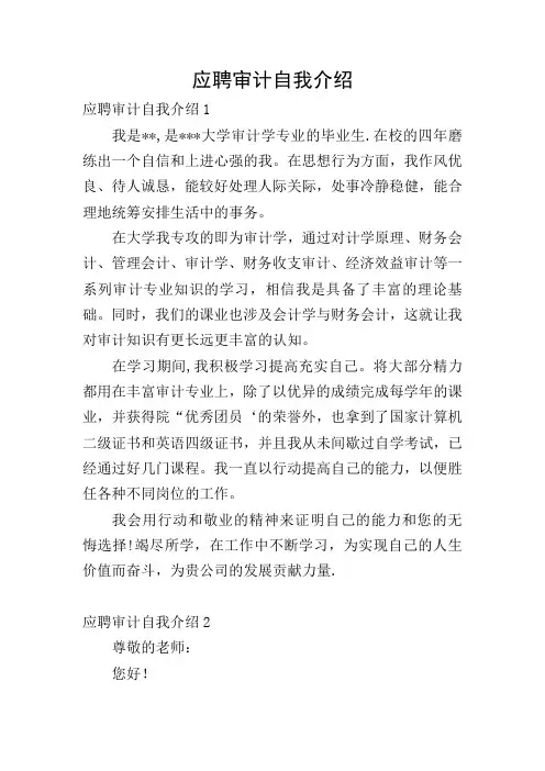 应聘审计自我介绍