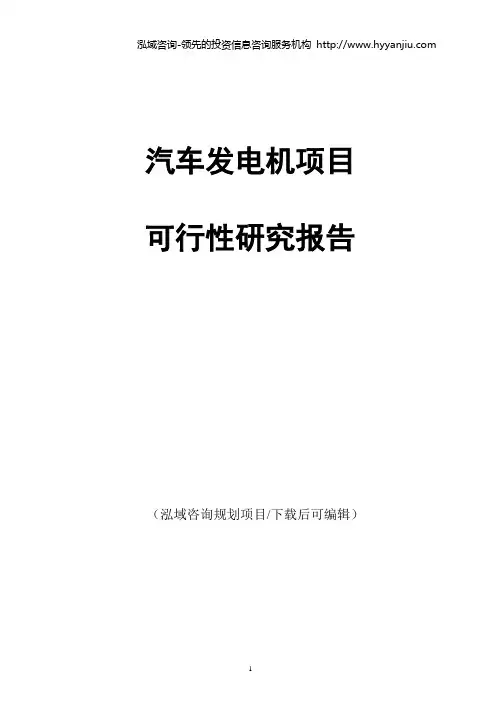汽车发电机项目可行性研究报告