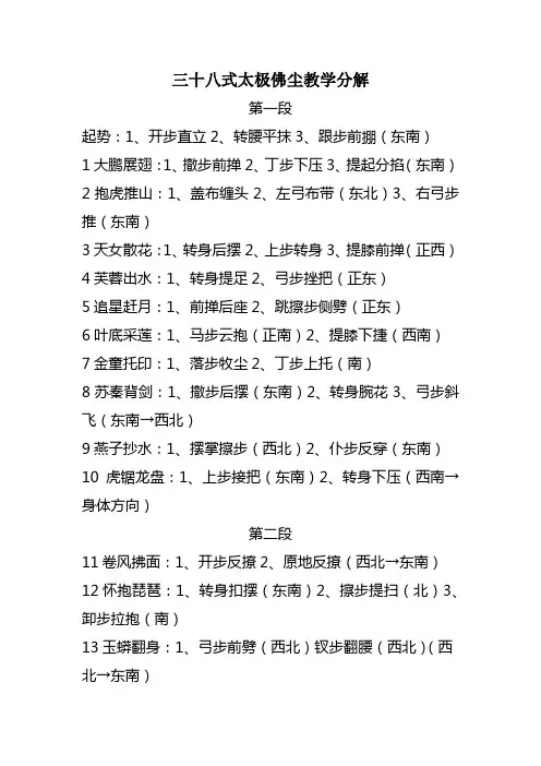 三十八式太极佛尘教学分解