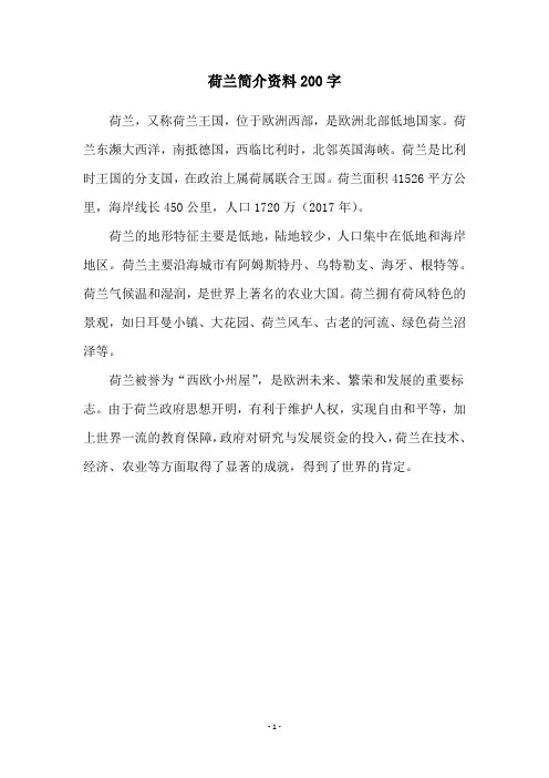 荷兰简介资料200字