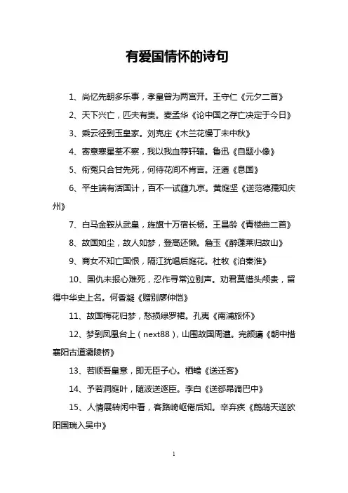 有爱国情怀的诗句