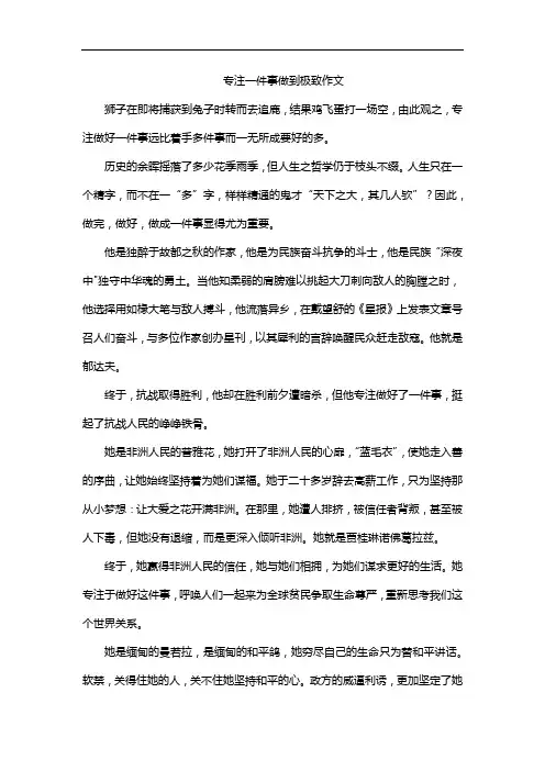 专注一件事做到极致作文
