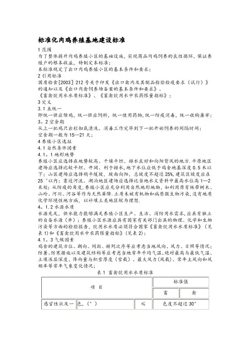 标准化肉鸡养殖基地建设标准