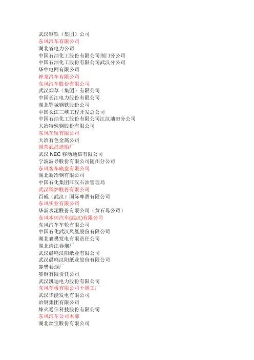 hb湖北一百强企业名单