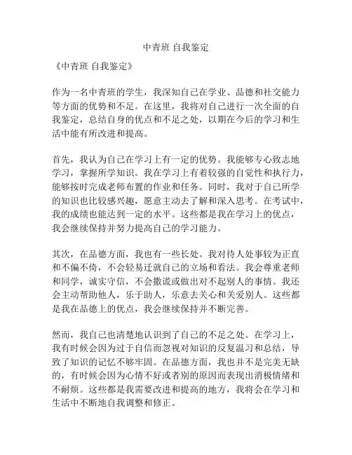 中青班 自我鉴定