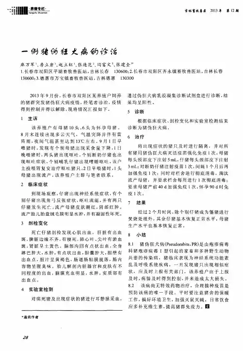 一例猪伪狂犬病的诊治