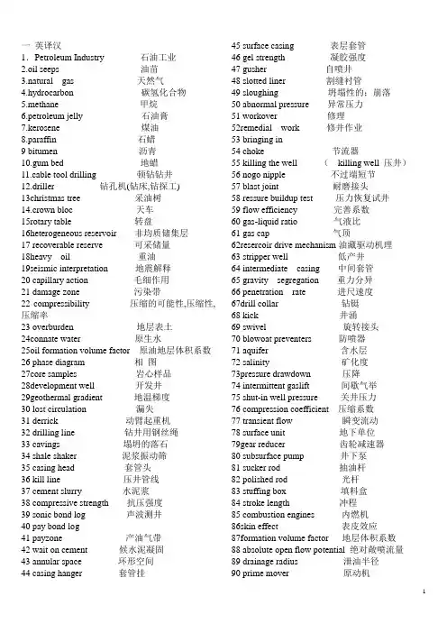 石油工程专外词汇