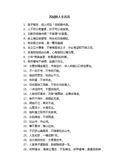 苏轼的人生名言