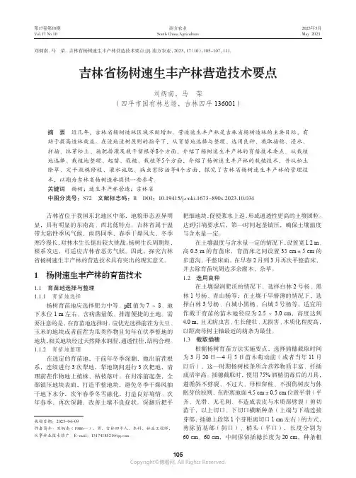 吉林省杨树速生丰产林营造技术要点