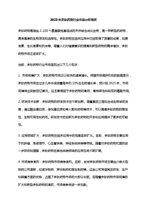 2023年多肽药物行业市场分析现状