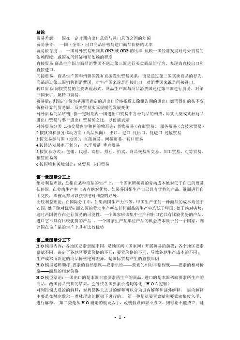 国际贸易理论与实务知识点全总结
