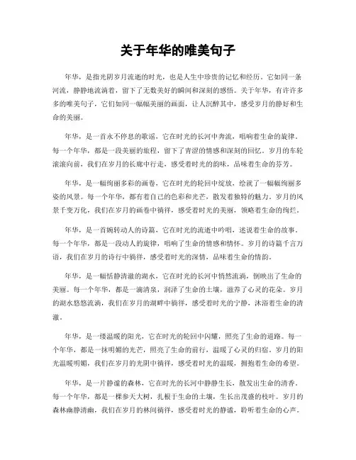 关于年华的唯美句子
