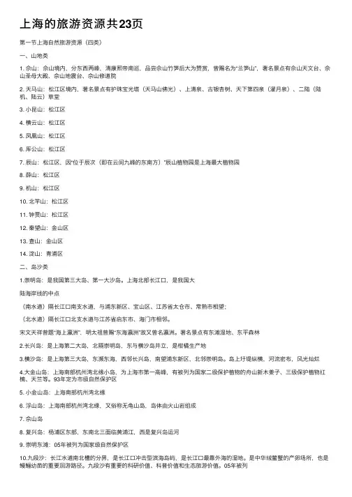 上海的旅游资源共23页