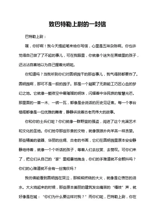 致巴特勒上尉的一封信