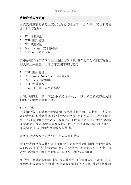 房地产五大行简介