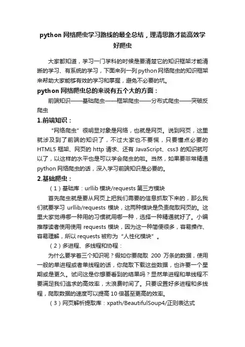 python网络爬虫学习路线的最全总结，理清思路才能高效学好爬虫