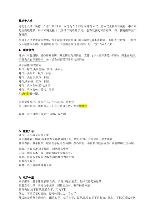 练功十八法动作规范