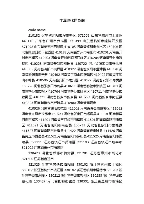 生源地代码查询