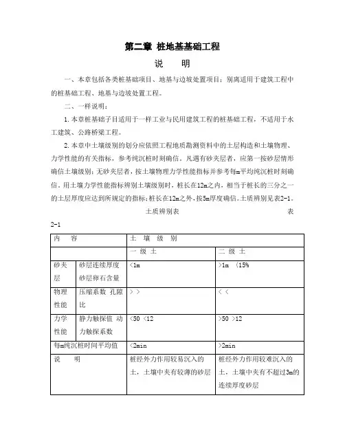 深圳市定额说明：第章桩地基基础工程
